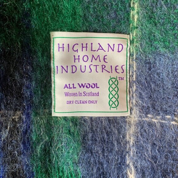 Vintage Scottish Wool Throw Blanket – Blue & Green Tartan - Picture 2 of 7